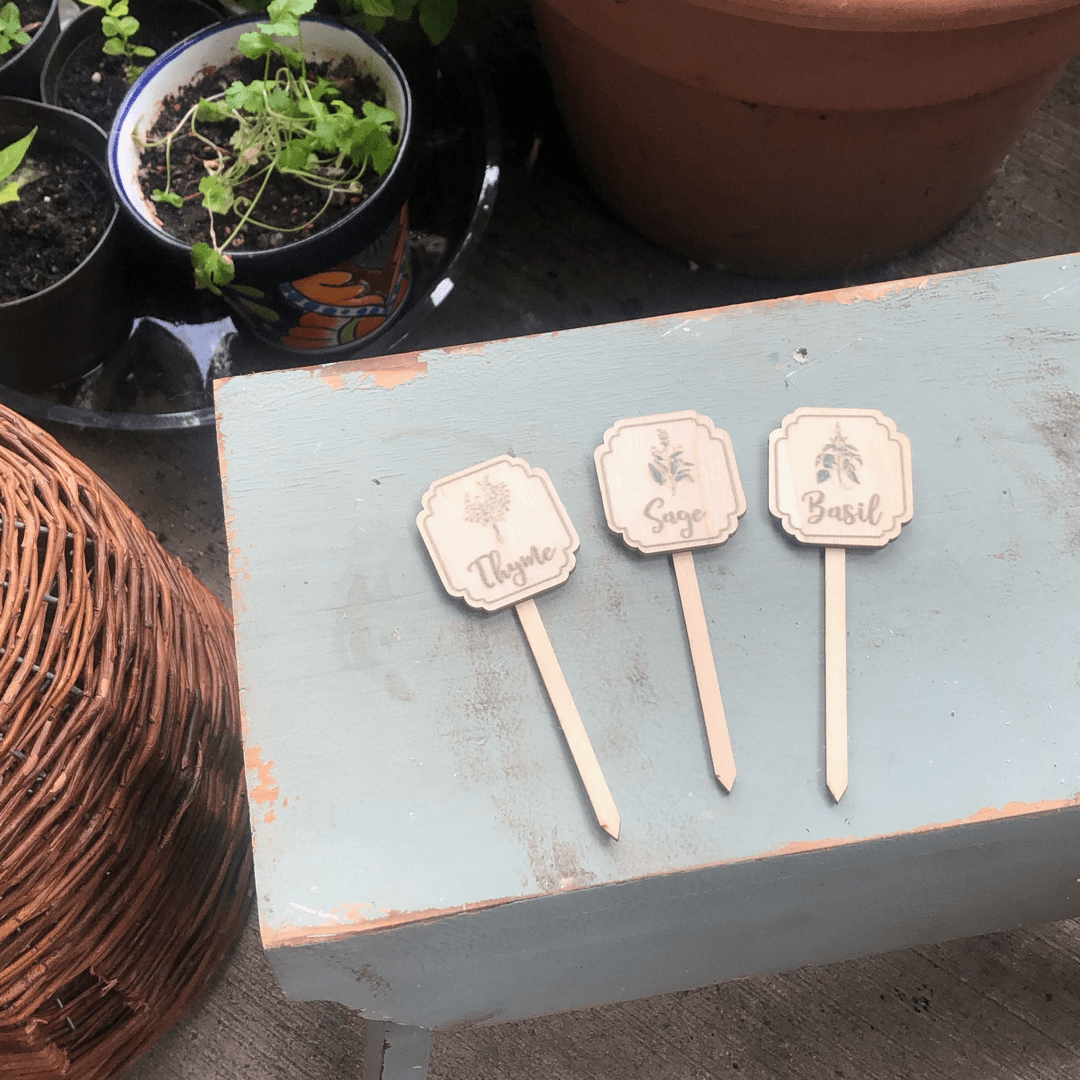 Wood Herb Pot Markers - Set of 3