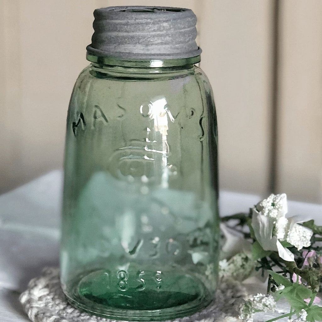 Antique Style Mason Jar with Flower Frog Lid