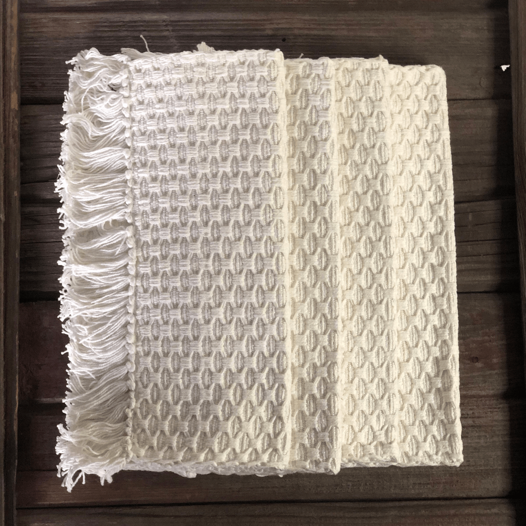 Dreamy Cream Woven Placemats with Fringe - Set of 4