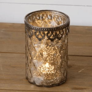 Silver Mercury Glass Candle Holder