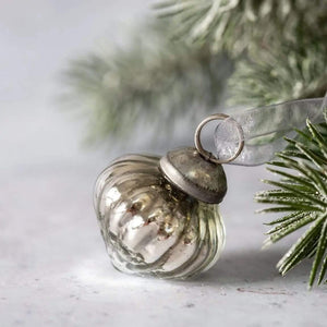 Vintage Style Crackle Glass Bulb Ornaments - Set of 6