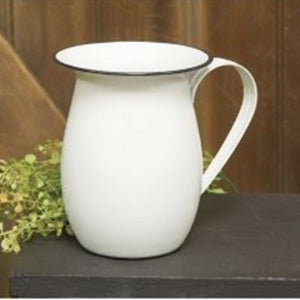 Vintage Style Enamel Pitcher with Black Rim