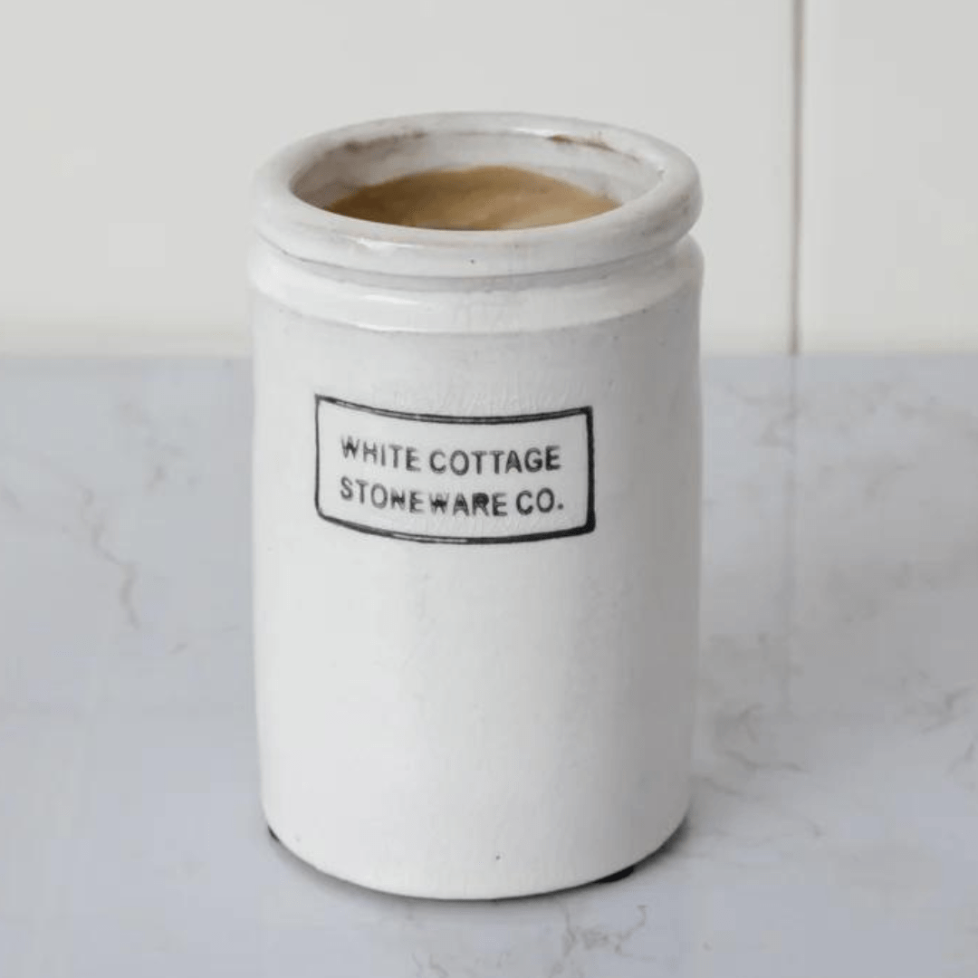White Cottage Stoneware Crock - Half Pint