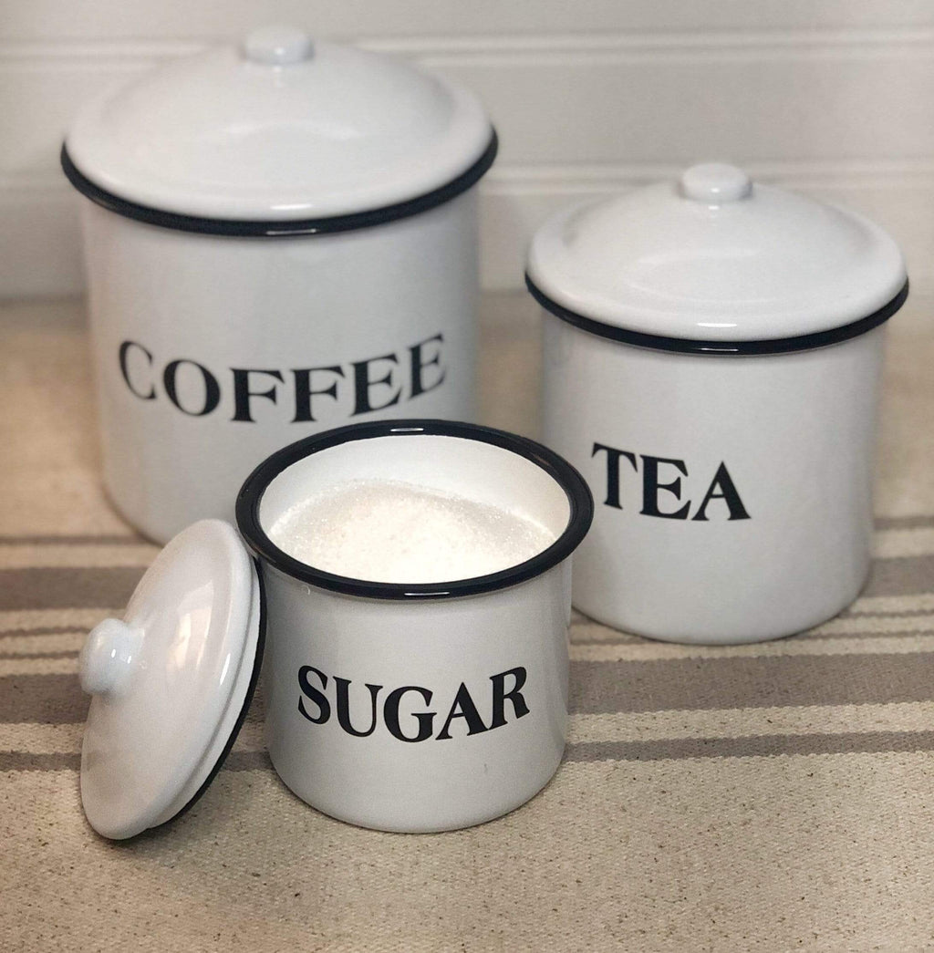 White Enamel Canister Set