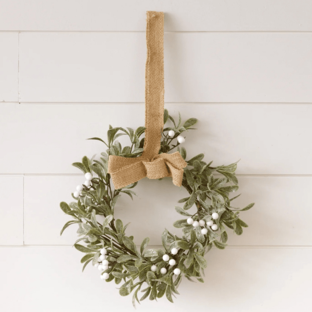 White Berries Wreath with Burlap Bow